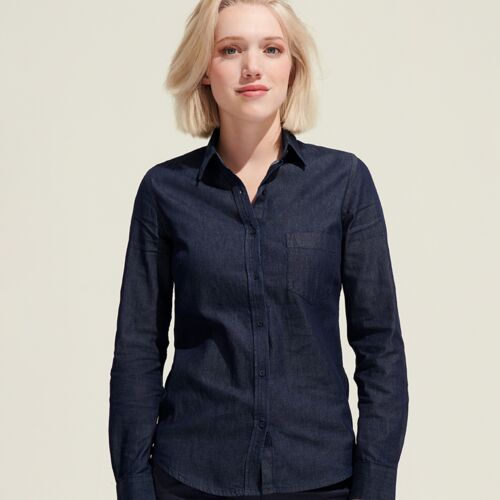 SOL'S Ladies Barry Long Sleeve Denim Shirt Thumbnail